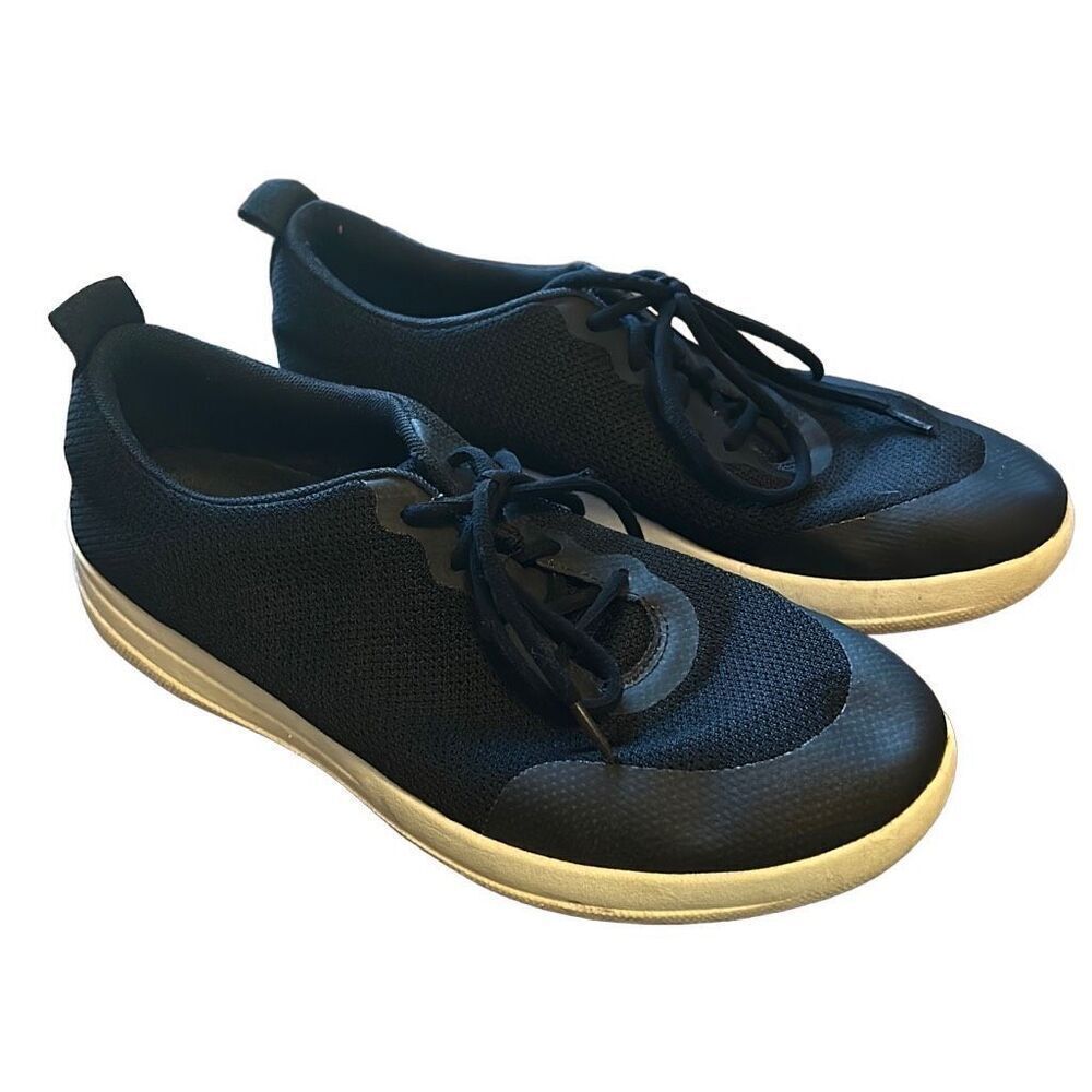 FitFlop Black Knit Sneakers Lightweight Comfortable Lace Up Shoes‎